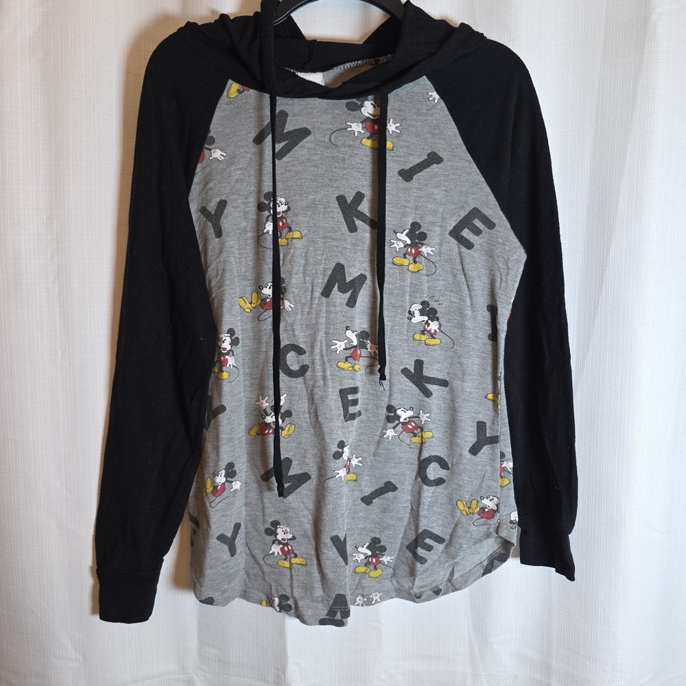 DISNEY PULLOVER HOODIE MICKEY MOUSE PRINT SOFT Junior Size L